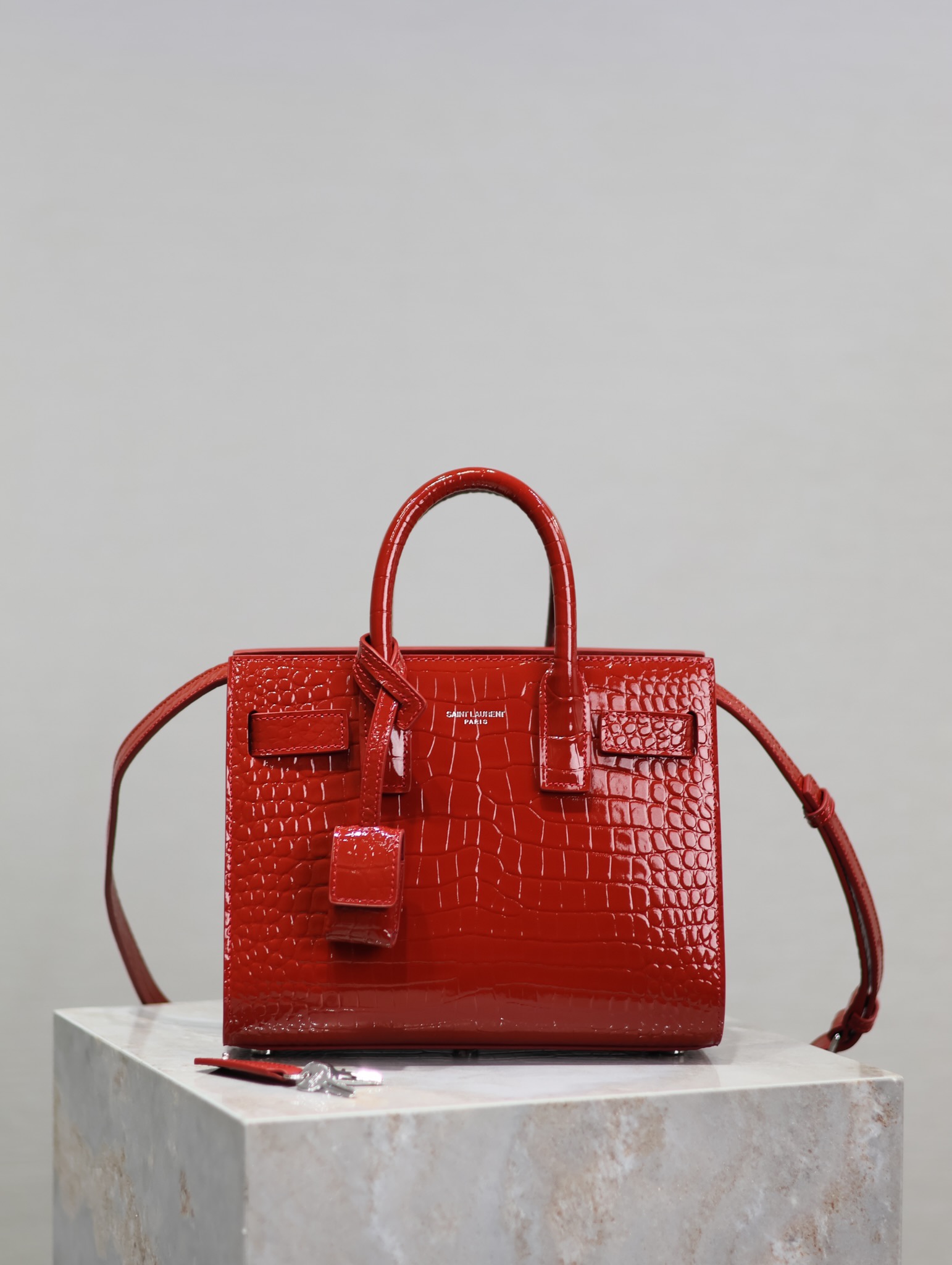 SAC DE JOUR IN CROCODILE EMBOSSED LEATHER - NANO